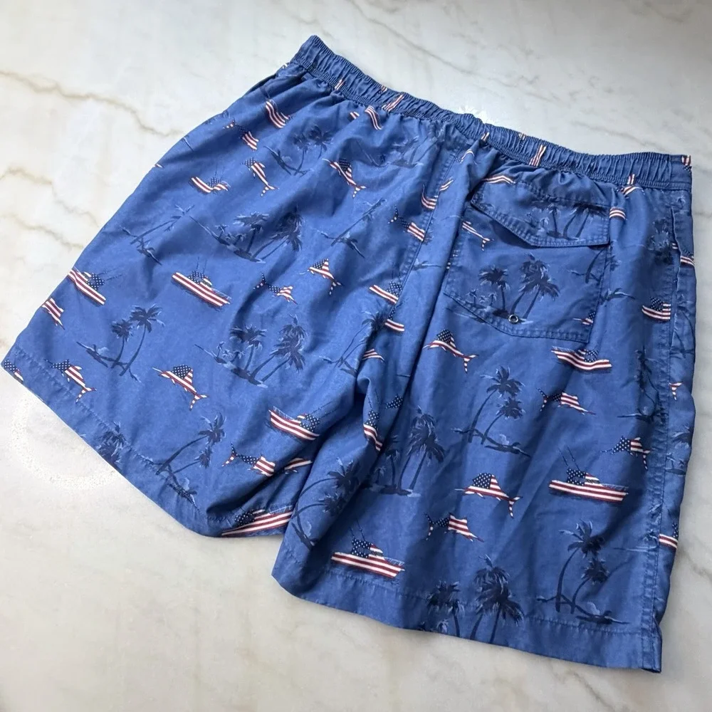 St John's Bay Men's 3XL Board Swim Short Board American Flag Palm Beach Vacation